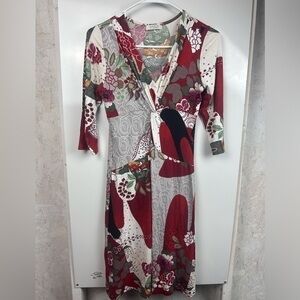 KD Klaus Dilkrath Livia Midi Dress Abstract‎ Print Stretch Jersey
